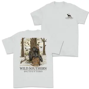 Wild Southern Outfitters Hunting Dog T-Shirt, Duck Hunting T-Shirt, 2-sided Graphic Tee, Outdoor Casual Wear for Men and Women