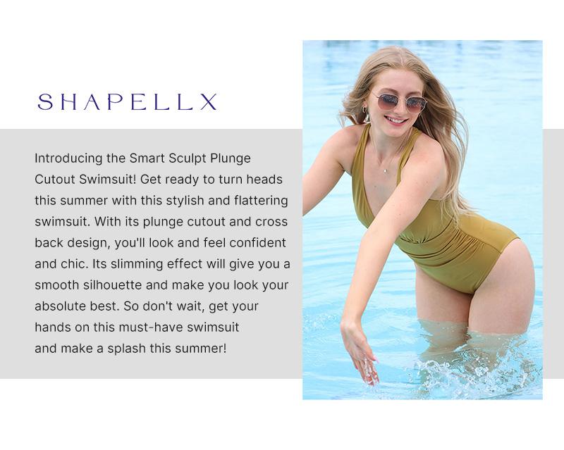 Shapellx Women's Smart Sculpt Front Ruched Swimsuit Tummy Tucking One Piece Slimming Bathing Suit Sculpting Snatched Waistline Swimwear