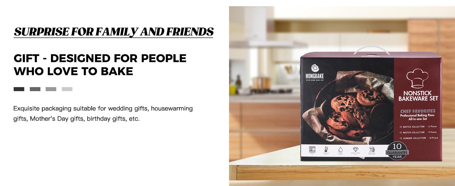 [BF&CM]HONGBAKE 10pc Bakeware Sets, Teflon-free Cookware Set, Non-Stick, Baking Pan Set, Cookie Sheets, Girly Kitchenware,Baker, Pink Kitchen Stuff Modern Cake