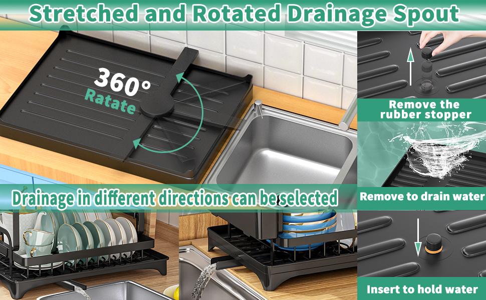 【TiktokShopSpringGlowUp】Bepatio Double-Layer Kitchen Countertop Drain Rack, Metal Material, with Drain Board, Can Hold Tableware, Carbon Steel Material, Kitchen Storage Rack