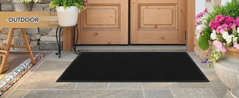 ROVSUN Front Door Mat Indoor Outdoor Entrance, Waterproof Heavy Duty Doormat, Stain and Fade Resistant, Low Profile, Easy Clean Welcome Floor Mats for Commercial Entry Patio Porch