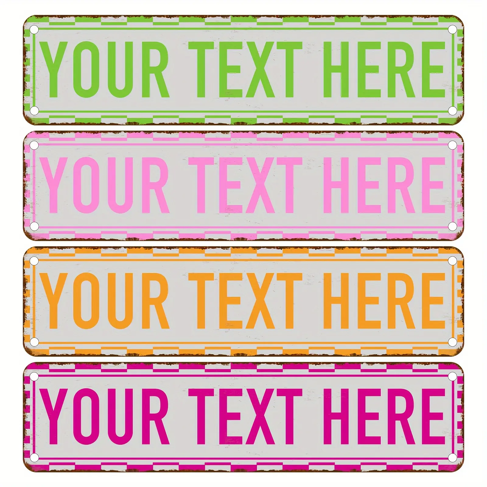 Customizable Retro Aluminium Tin Metal Signage - Personalized Text Street Name Plate, Indoor/Outdoor Wall Decor, Vibrant Neon Colors, Easy Wall Mount, No Electricity Needed, Home/Office Gift Set