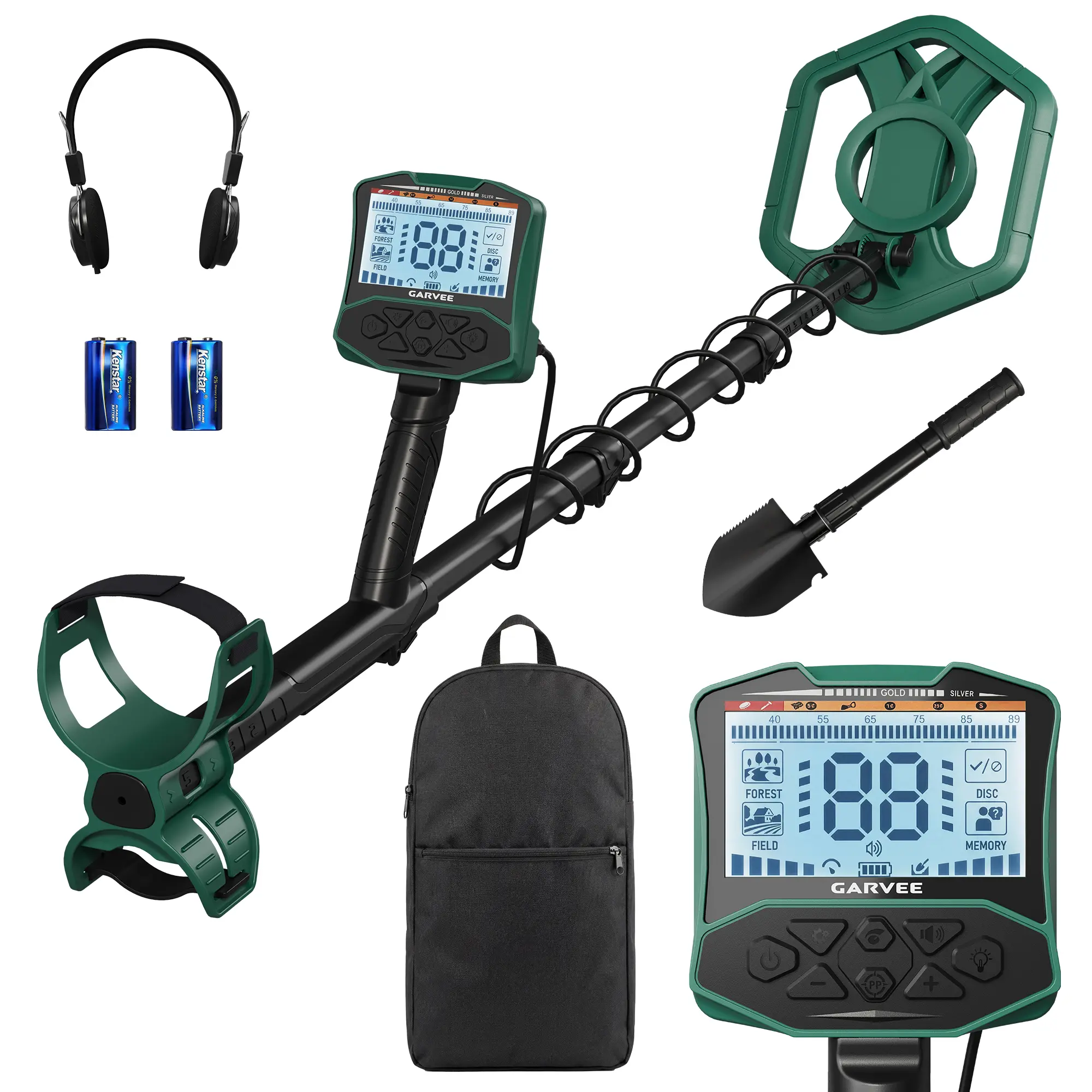 Garvee Professional Handheld Metal Detector - High Accuracy Gold & Coin Finder for Adults, 5 Search Modes, IP68 Waterproof Search Coil, Backlit LCD Display, Pinpoint Mode, Adjustable Volume, Ideal for Treasure Hunting, Wet Areas, Yard