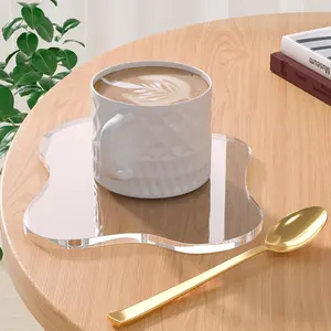 Acrylic Cloud-Shaped Drink Coaster Clear Decorative Coffee Cup Coaster for Tabletop Modern Irregular Design Protects Tables from Spills and Heat