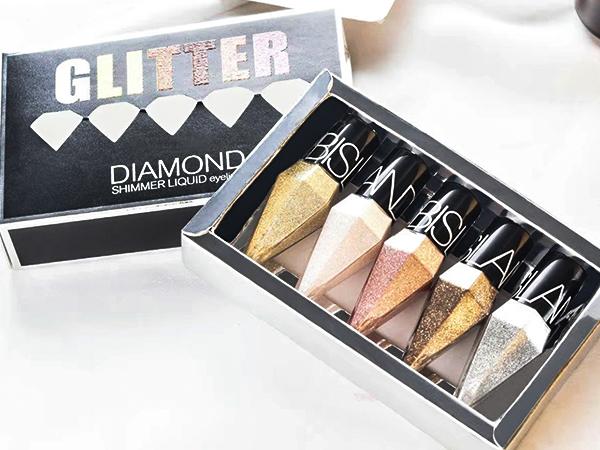 B&Q 5 PCS Glitter Diamond Liquid Eyeliner Set Waterproof Quick Drying,Long Lasting Shinmmering Makeup Glitter Eyeshadow Stick,Eye Cosmetic