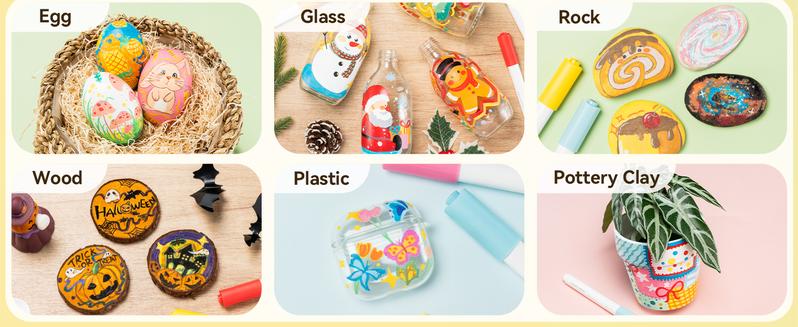 Ohuhu Acrylic Paint Markers: Brush Tip - 30 Colors - High Opacity Paint Pens Waterproof Acrylic Markers for Rock Painting Easter Eggs Wood Glass Ceramic Canvas - Kalalau Series of Ohuhuart