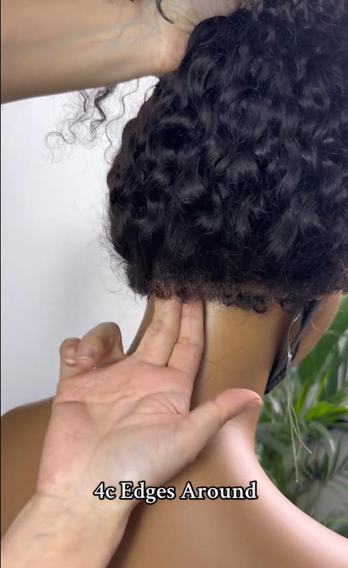 Glueless Curly Lace Front Human Hair Wig With Super Natural Hairline 360 13x6 Drawstring Wig Regular or 4C Curly Edges Hairline Option 220% Density Pre Bleached Knots #TikTokShopBlackFriday