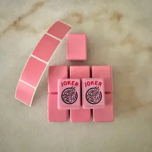 Mah Jongg Pink Hobby Lobby 9 stickered Blanks (2- Stickered Jokers, 7- Stickered Blanks, Extra stickers)