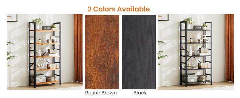 5 Tier Bookshelf: Modern Industrial Corner Storage Organizer for Bedroom, Home Office-Tall Bookcase for Books, Garage Kit, CDs, Movies