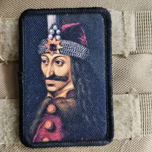 vlad Dracula tepes the impaler portrait history 2"x3" morale patch with hook and loop backing