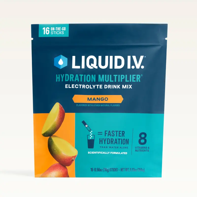 Liquid I.V. Hydration Multiplier - Mango - Hydration Powder Packets | Electrolyte Powder Drink Mix | Convenient Single-Serving Sticks | 8 Vitamins & Nutrients | 1 Pack (16 Servings)