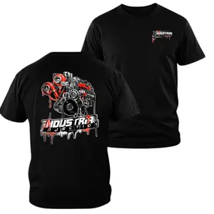Industrial Injection T-shirt, 2 Sides, Front Chest Logo and Back Dripping Turbo Diesel Engine Graphic, Black Performance Shirt for Diesel Truck and Racing Fans