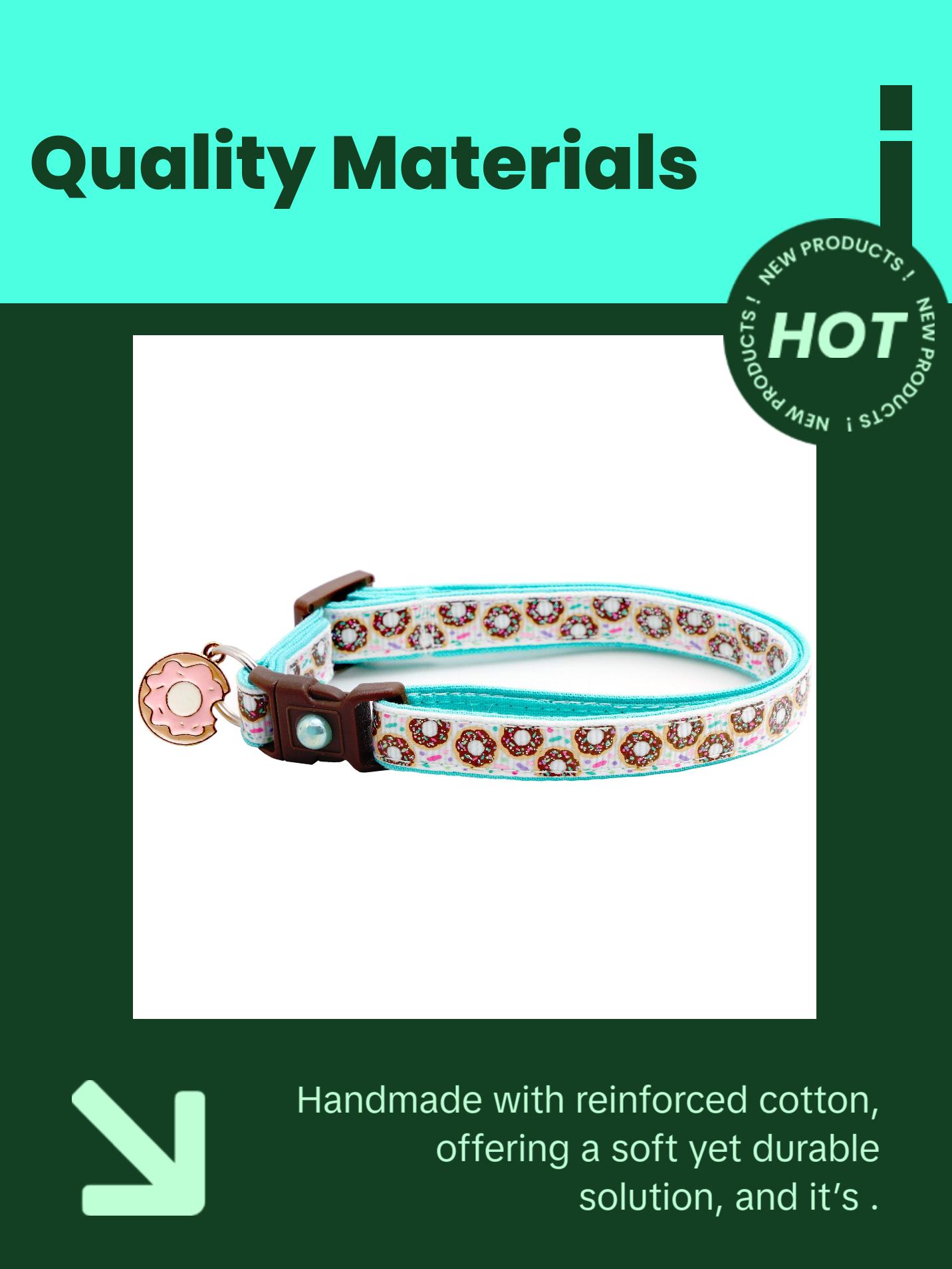 Sprinkle Doughnuts Breakaway Safety Cat Collar with Jingle Bell & Charm by Pugs2Persians Donut