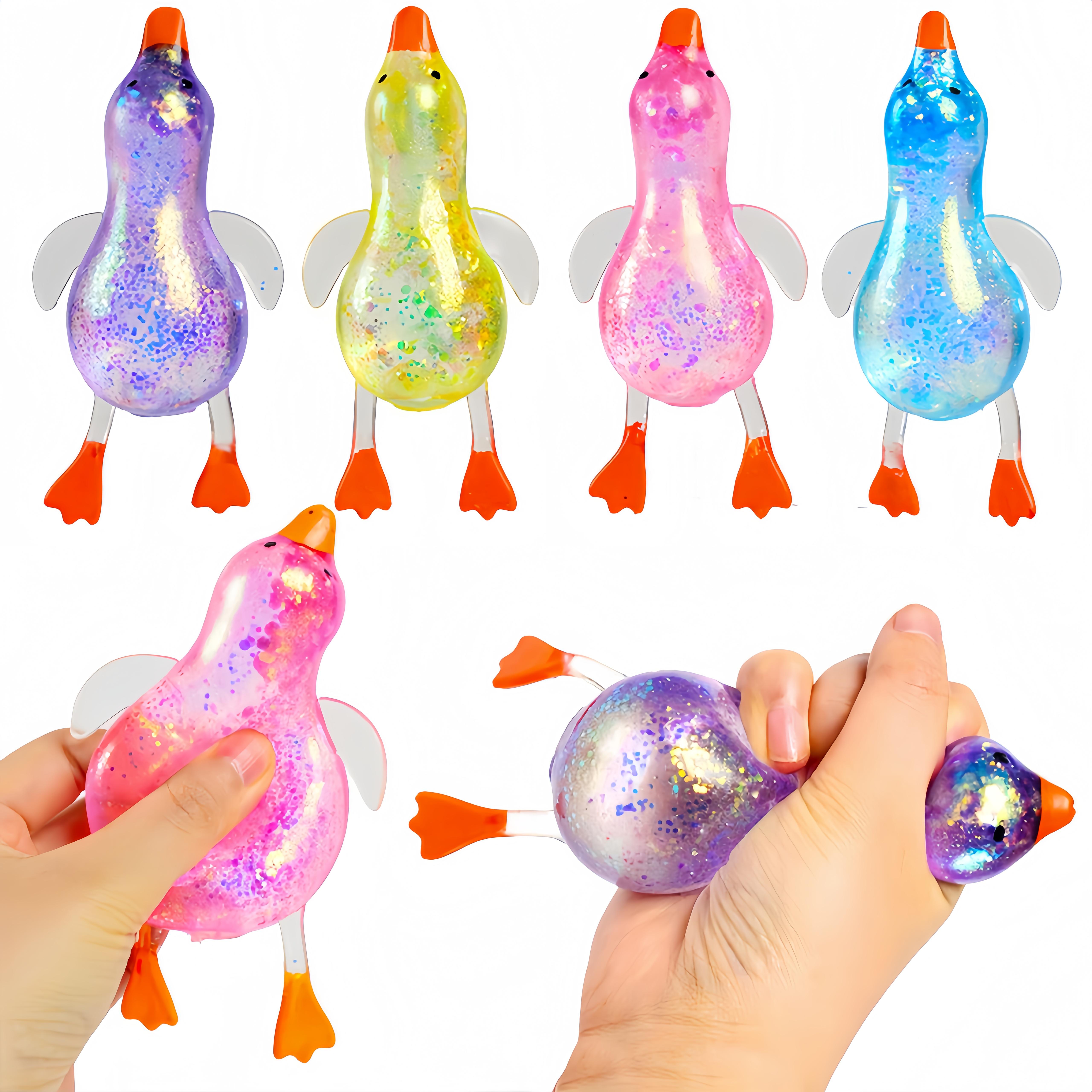 Glitter Aurora Duck Maltose Squishy – 13cm Soft Stress Relief Toy| Refrigerate for Better Malleability