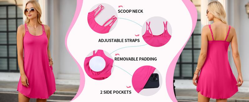 V FOR CITY Womens Summer Dresses with Built in Bra Double Spaghetti Strap Beach Dress Scoop Neck Sundresses with Pockets V FOR CITY Womens Summer Dresses with Built in Bra Double Spaghetti Strap Beach Dress Scoop Neck Sundresses with Pockets