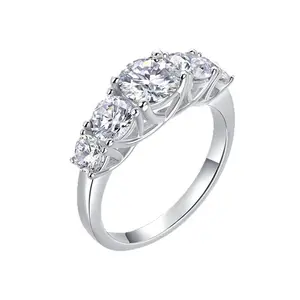 #59 (5 Stone) 925 Sterling Silver Synthetic Moissanite Ring