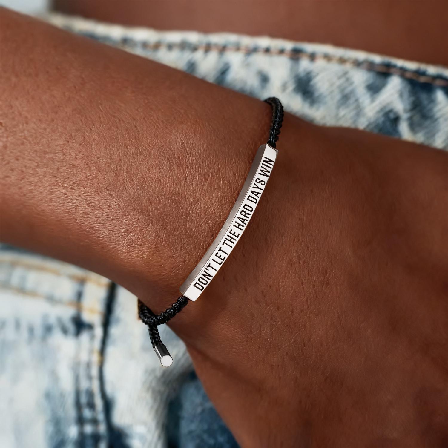Don't Let the Hard Days Win Bracelet Daily Motivation Adjustable Braided Bracelet for Her Inspirational Gift for Stress Anxiety & Hustle Life