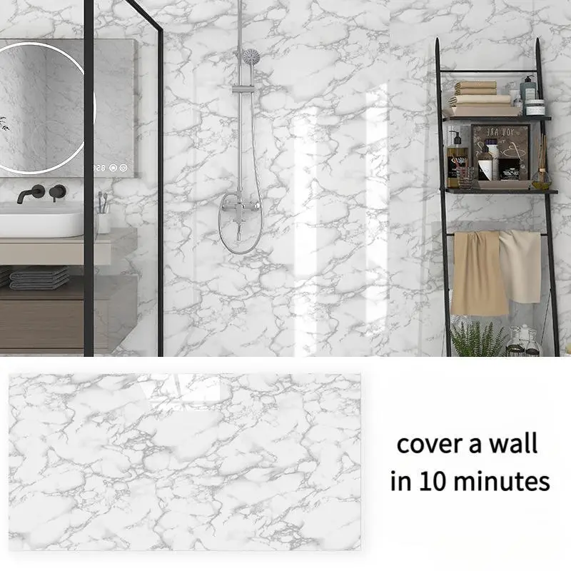 Matte Marble Print Peel-and-Stick PVC Wallpaper Set - 20/40 Thick Durable Self-Adhesive Removable, Scratch-Resistant, Moisture-Proof, Easy-to-Clean Panels for Bathroom, Kitchen, Office Home Wall Decor, Room Decor, Kitchen Decor