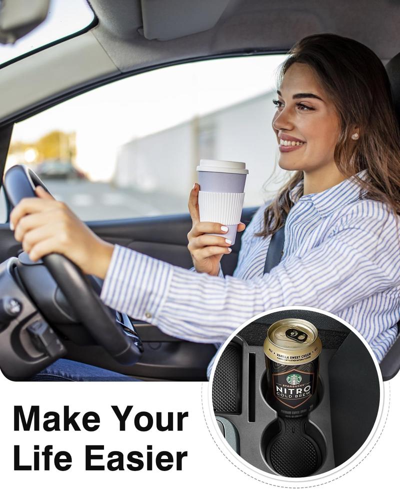 Canvcle Maverick Cup Holder Insert Center Console Organizer for 2022 2023 2024 2025 Ford Maverick Accessories, Car Front Seat Armrest Storage Box for Maverick Multi-Functional Drink Cup Holder Tray