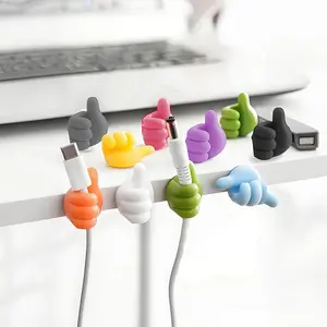 50-Pack Fun Self-Adhesive Thumb Wall Hooks & Cable Organizers Silicone No-Drill Damage-Free Flexible Durable Vibrant Color Mix for Home Office Storage