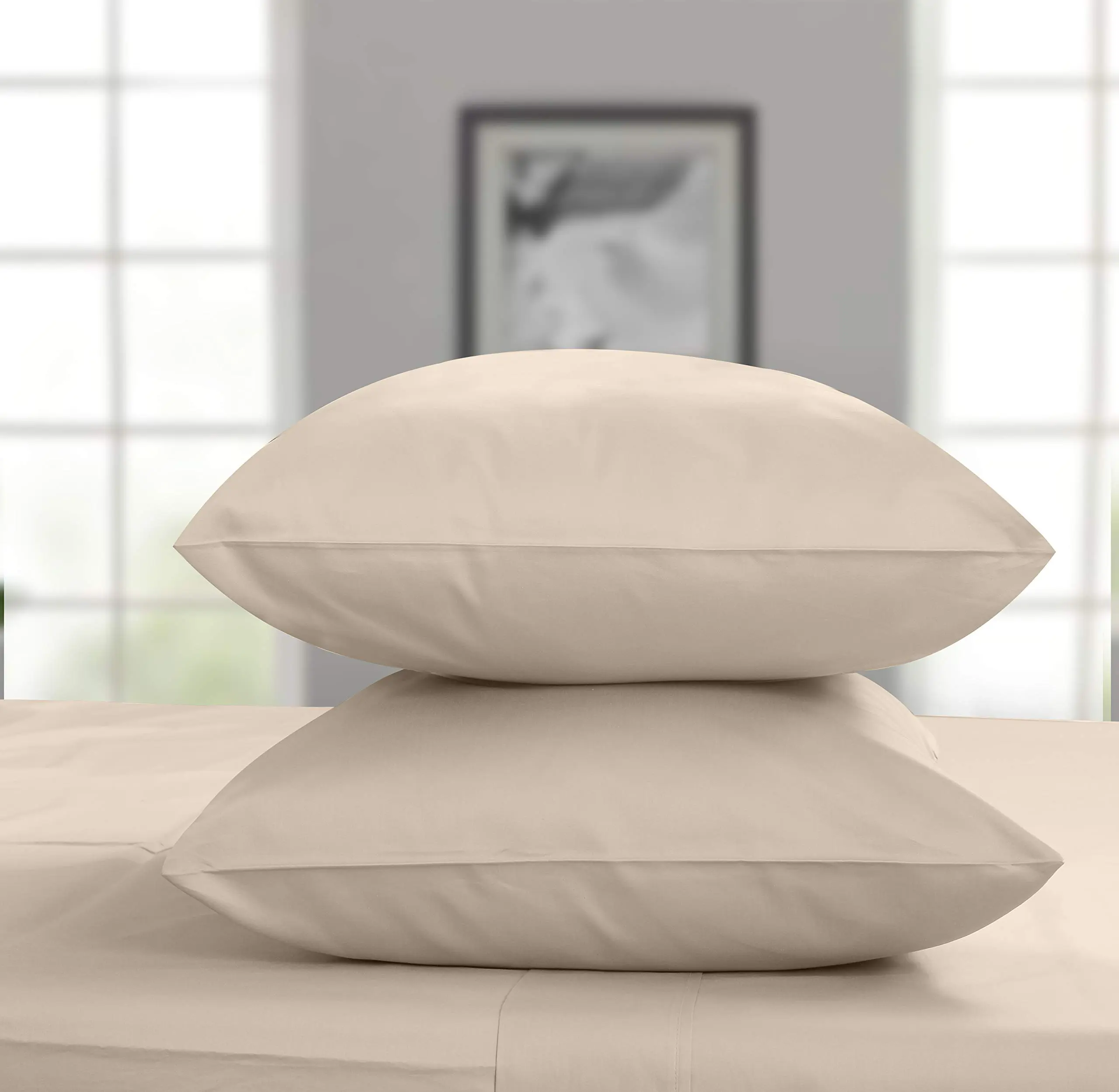 Threadmill Home Linen 100% Cotton Sateen Weave 2-Piece Pillow Cases Set - 500TC, Silky Sheets, Fresh Sheets, Solid Color, Breathable, Fade Resistant, Hotel Style Bedding, Soft Bedding Sets for Home Use