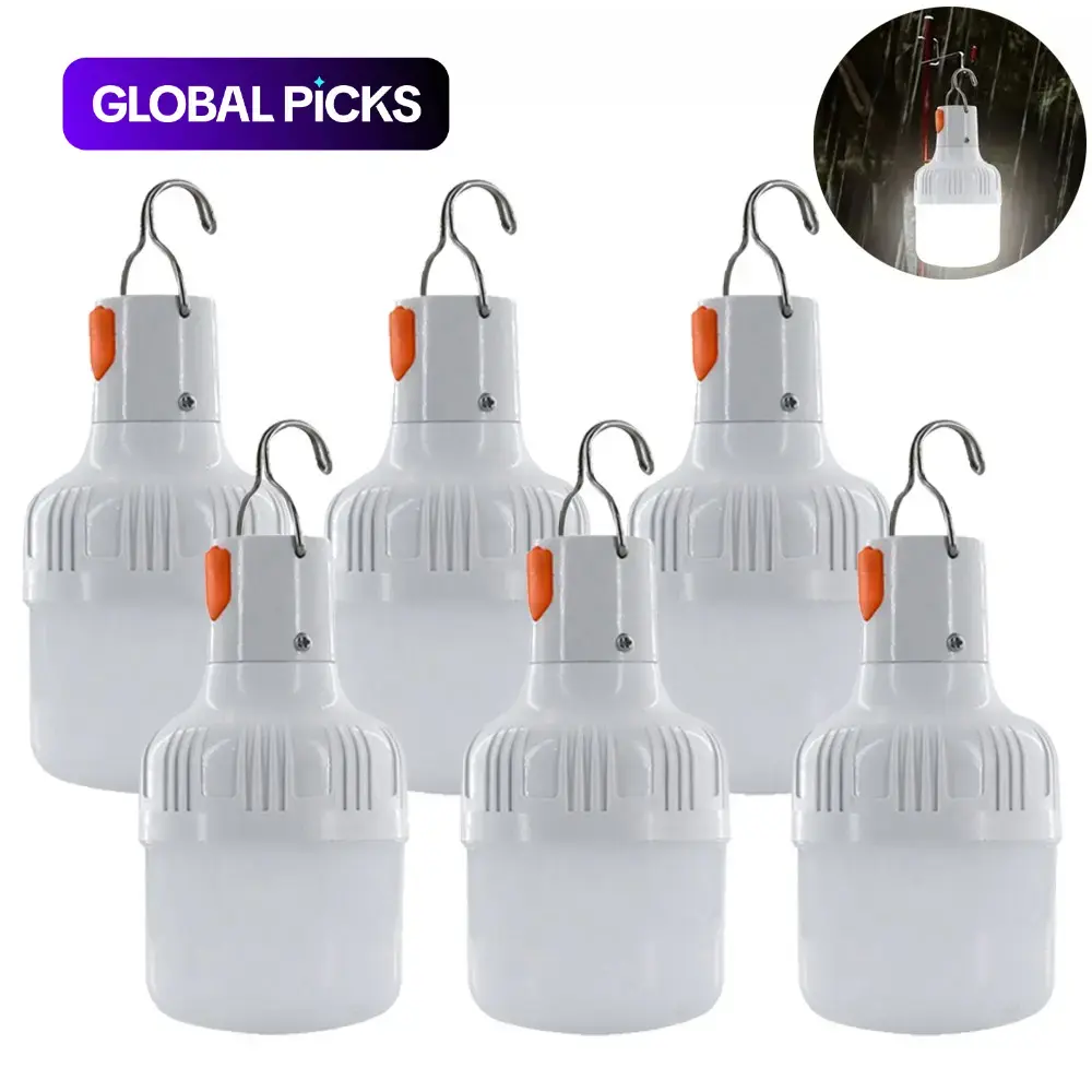 6-Pack Outdoor USB Rechargeable Handheld Flashlights, IPX4 Waterproof LED for Camping Fishing, High Brightness, Strong Light & Lumens, Portable Lantern Night Light with Hook, Usb Rechargeable Lighting #GLOBAL PICKS