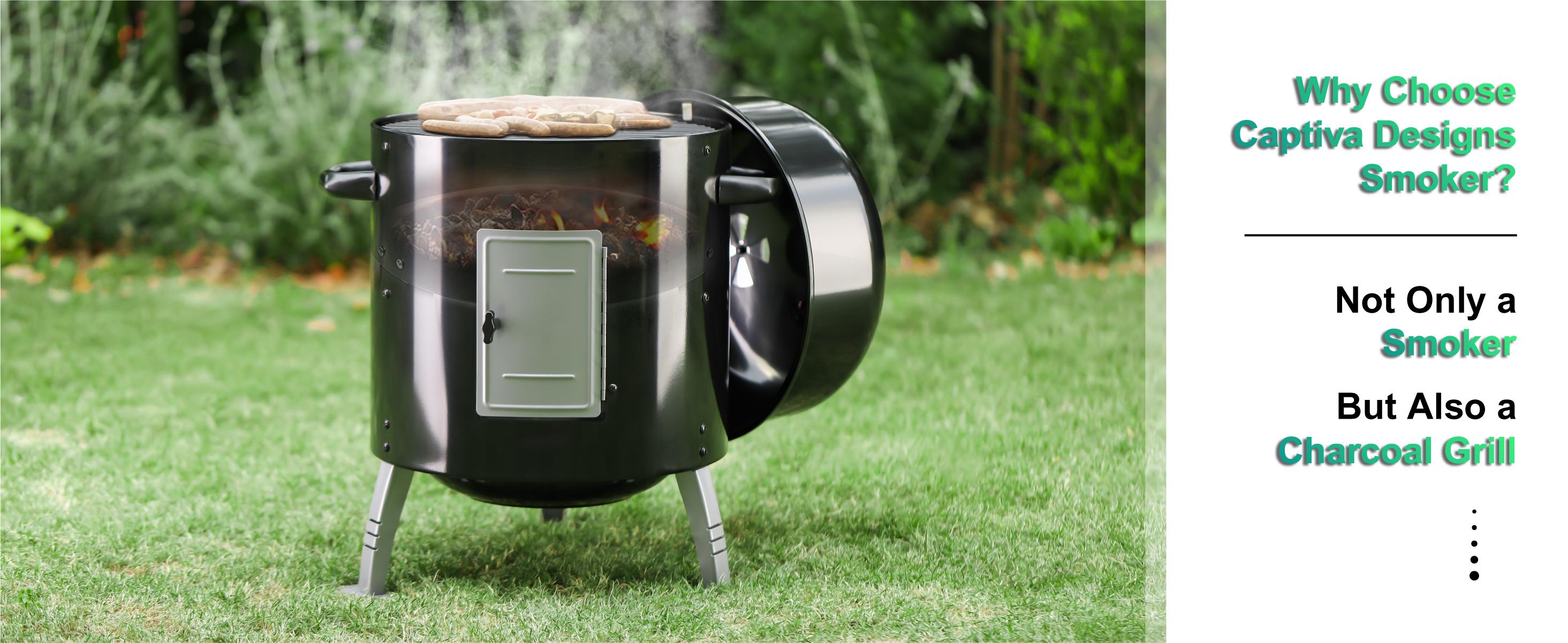 Outdoor Vertical Smoker, Wood Chunks Smoker with Thermometer for Outdoor Cooking,Grilling,Picnic,Camping and Party Barbecue Stainless Steel Durability