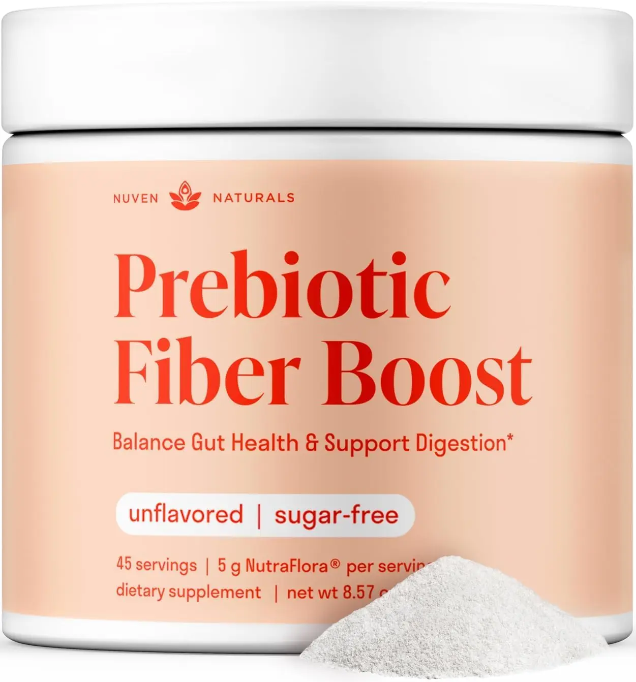 Fiber Supplement Powder w/ Prebiotics | No Taste, Sugar Free | 45 Servings | Unflavored & Easy To Mix Prebiotic Fiber Powder, Supports Gut Health, Debloat & Digestion - Vegan, Gluten Free, Soluble Fiber