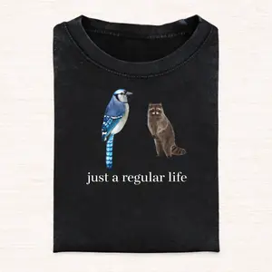 Blue Jay and Raccoon T-Shirt | just a regular life A302