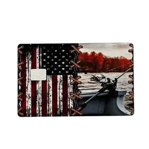 American flag and fishing credit card skin
