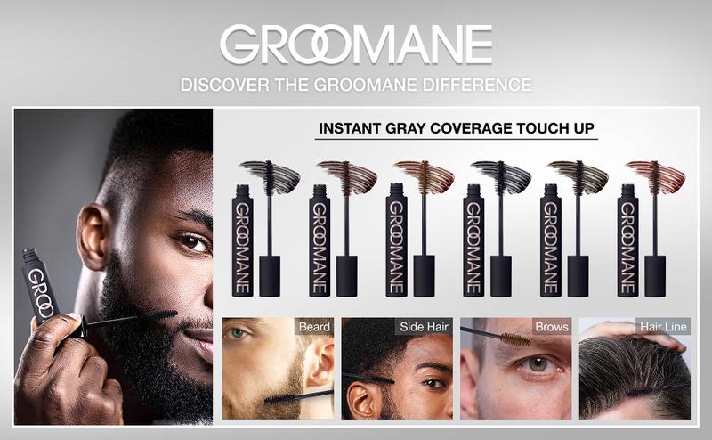 Red by Kiss Groomane Men Gray Coverage Beard Touch-Up, Temporary Brush-On Hair Color for Beards, Sideburns Root & Brows, Water-Resistant & Sweatproof, Easy Application