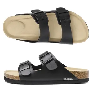 Women's Sandals Adjustable Buckle Slide Sandals Dual-Strap Comfortable Cork Footbed Flat Mules Springfresh for Casual Daily Wear