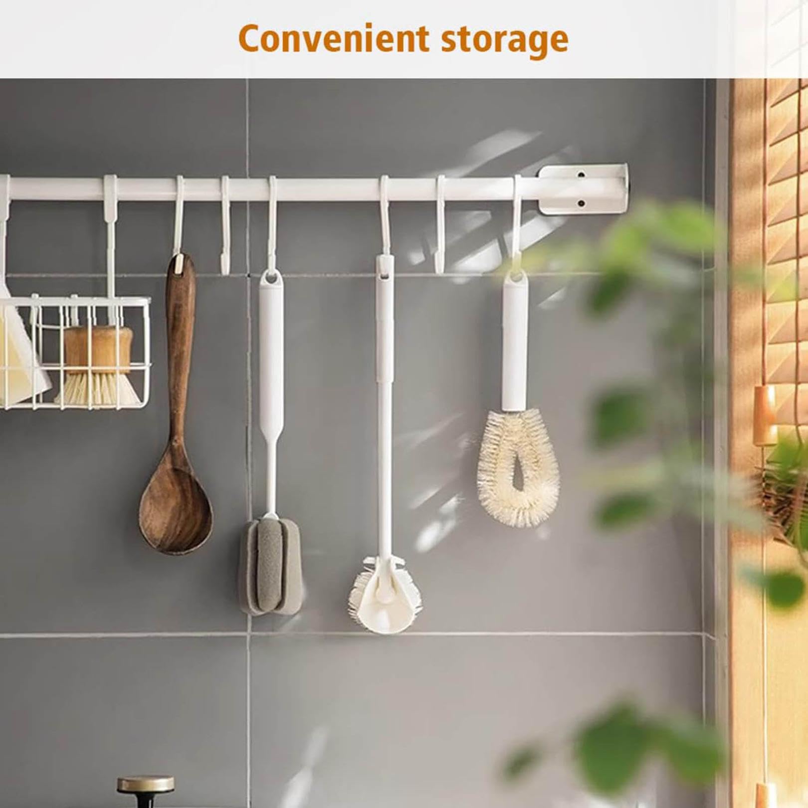 3pc Soft Bristle Silicone Cup Brush, 360°Silicone Cup Brush Long Handle Water Bottle Brush Cleaner, Cup Cleaner Brush Cup Lid Cleaning Brush For Narrow Neck Containers