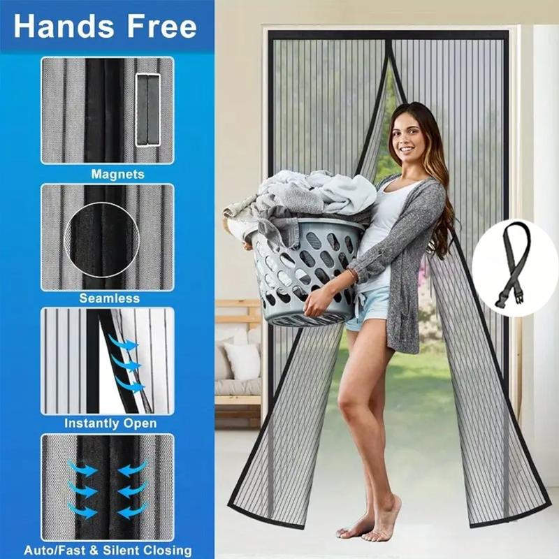 Heavy-Duty Magnetic Screen Door with Storage Buckle- Self-Sealing, Hands-Free Mesh For Insect Protection, Pet Friendly, Durable Material, Bohemian Style, Hand Wash Only, Insect Barrier Door | Mesh Partition Door | Durable Mesh Curtain