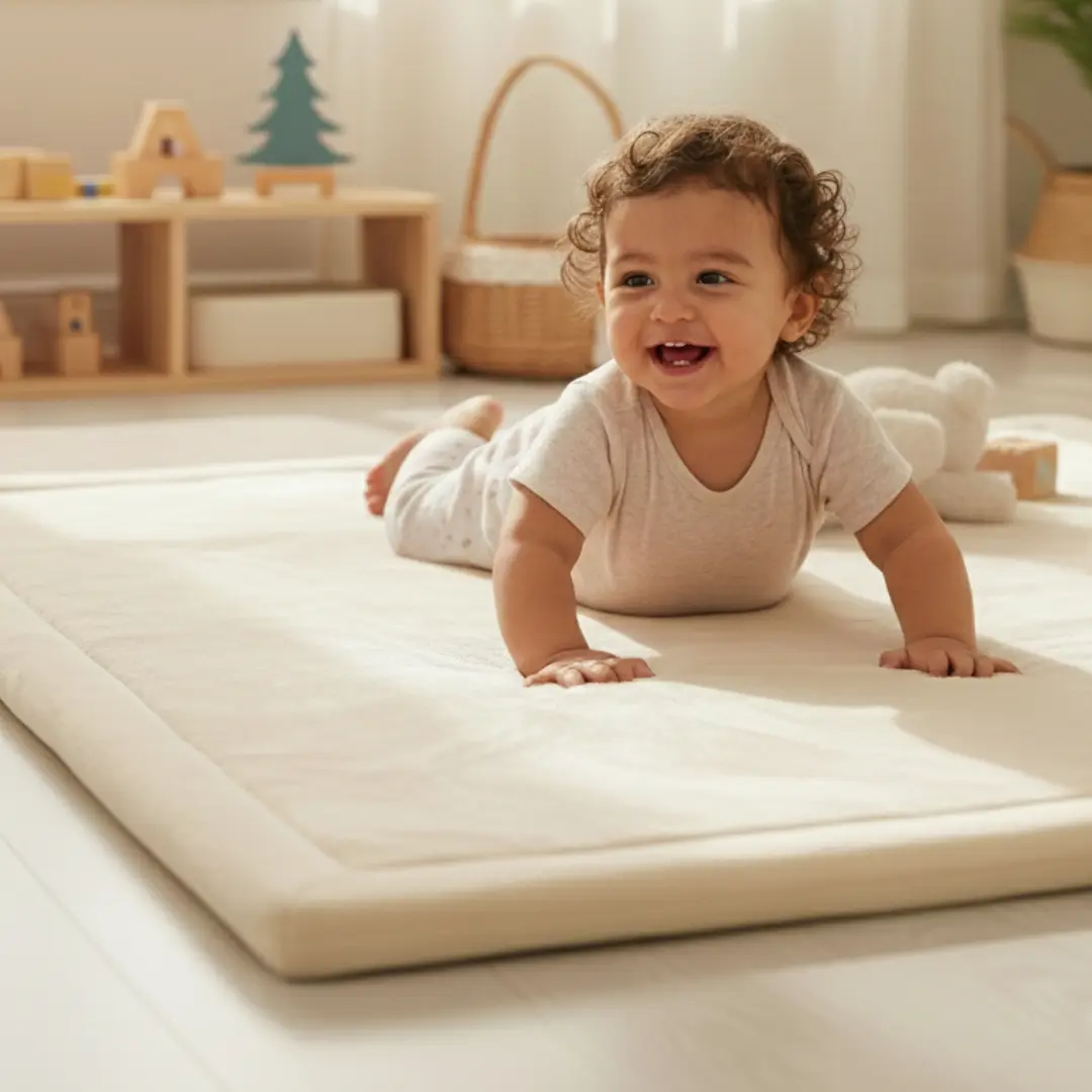 GRHomera Ultra Soft Memory Foam Play Mat 1.3'' Thick Non-Slip Crawling Mat,Non-Toxic Velvet Playpen Mat for Living Room & Playpen,back to school