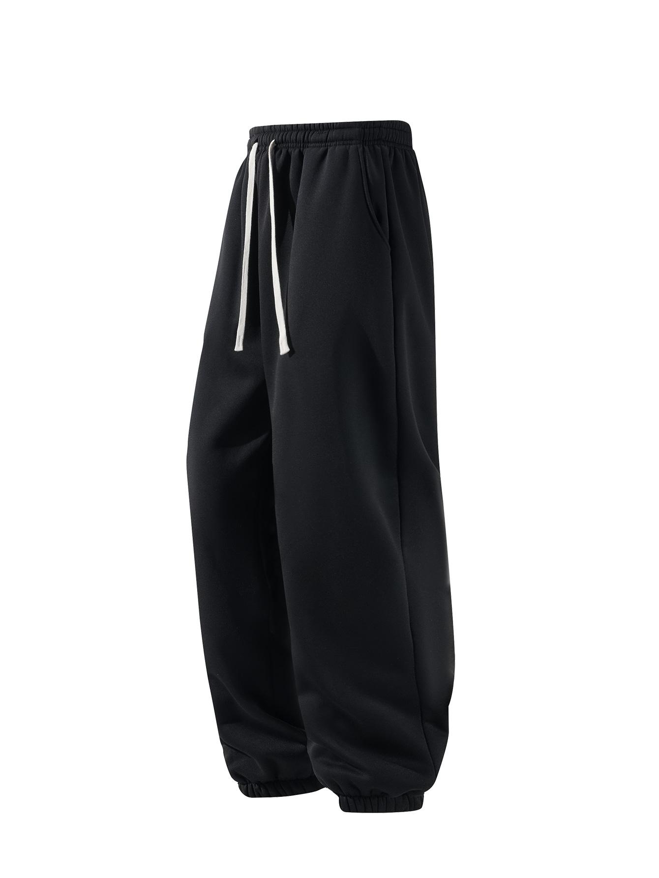 CCCMAI Men's Pocket Drawstring Winter Pants, Casual Regular Fit Plain Thermal Lined Trousers, Men's Bottoms for Winter Menswear CCCMAI Men's Pocket Drawstring Winter Pants, Casual Regular Fit Plain Thermal Lined Trousers, Men's Bottoms for Winter Menswear