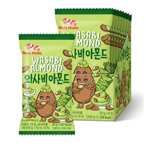 Korean Food Wasabi Almonds Crunchy Snack Hot and Savory Almond Nuts 1.05 oz x 8 Pack (8.5 oz)