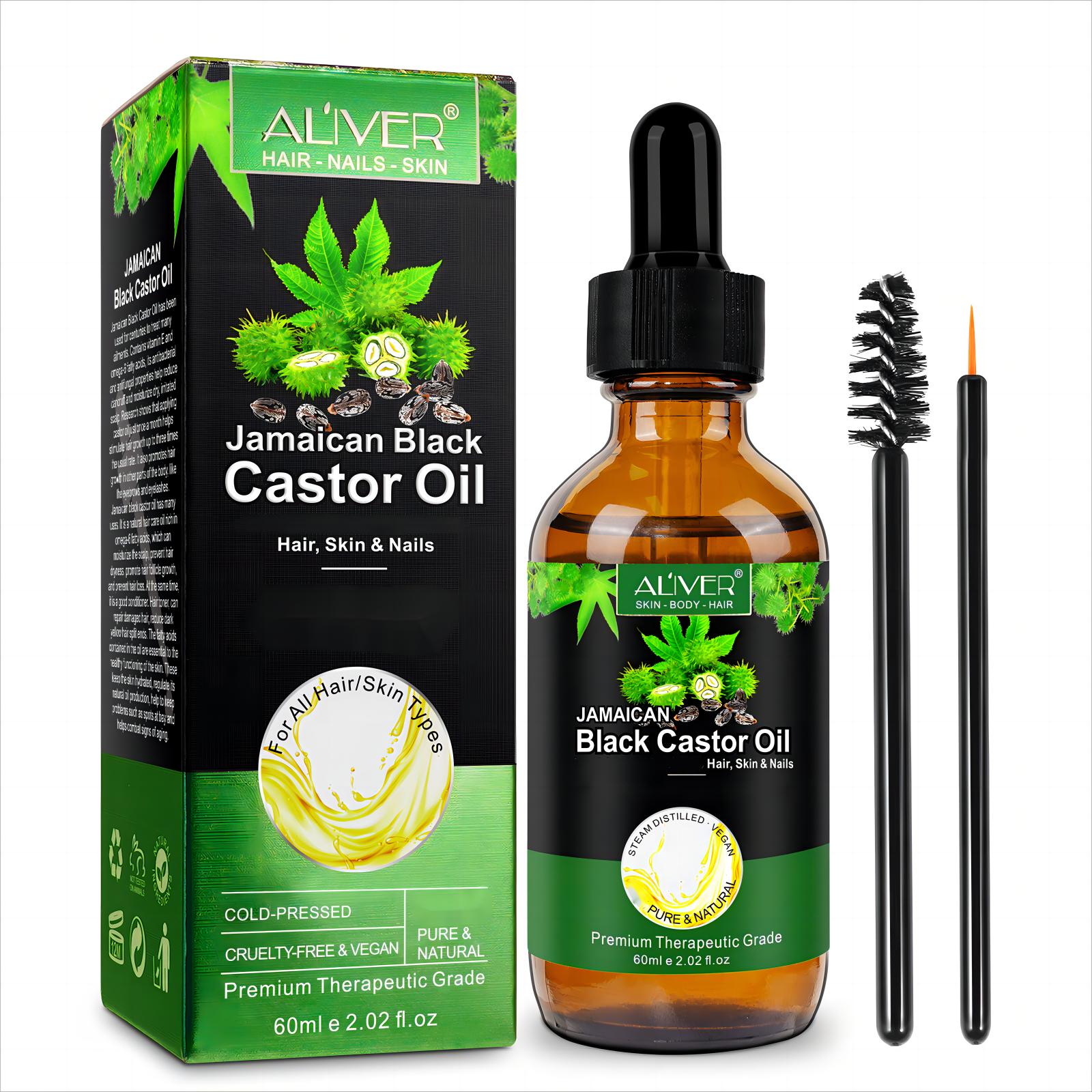 LIVER Black Castor Oil for Fuller-Looking Hair, Lashes & Brows -  Pure Nourishing Scalp Oil - Strengthening Treatment for Skin & Nails - 60ml