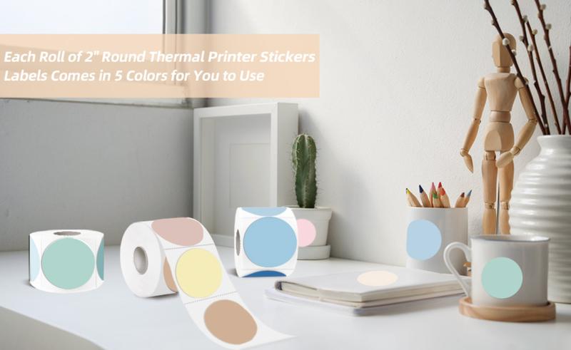 STARBOLING 2 inch Round Thermal Label,Pink Circle Thermal Sticker Labels for Business and Home,Direct Thermal Printer Label for DIY Logo Design,Thanks Card,300 Labels/1 Roll