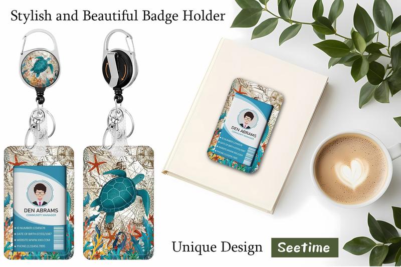 ID Badge Holder with Retractable Reel.1 Count lDName Tag Work Badge Clip Id Badge Holder Heavy Duty and Retractable Keychain, Cute Badge Reel with 360 Degrees Rotate Carabiner Clip,  Student Daily Office Removable Cardholder