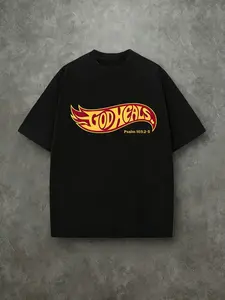 Unisex Christian "God Heals" T-Shirt - 230g Heavyweight Pure Cotton, Vintage Retro Washed Single-Sided Print, Comfortable Street Style Fall Shirt, Christian Scripture Gift Valentine's Day Valentine's Day gift hooded sweatshirt round-neck sweatshirt