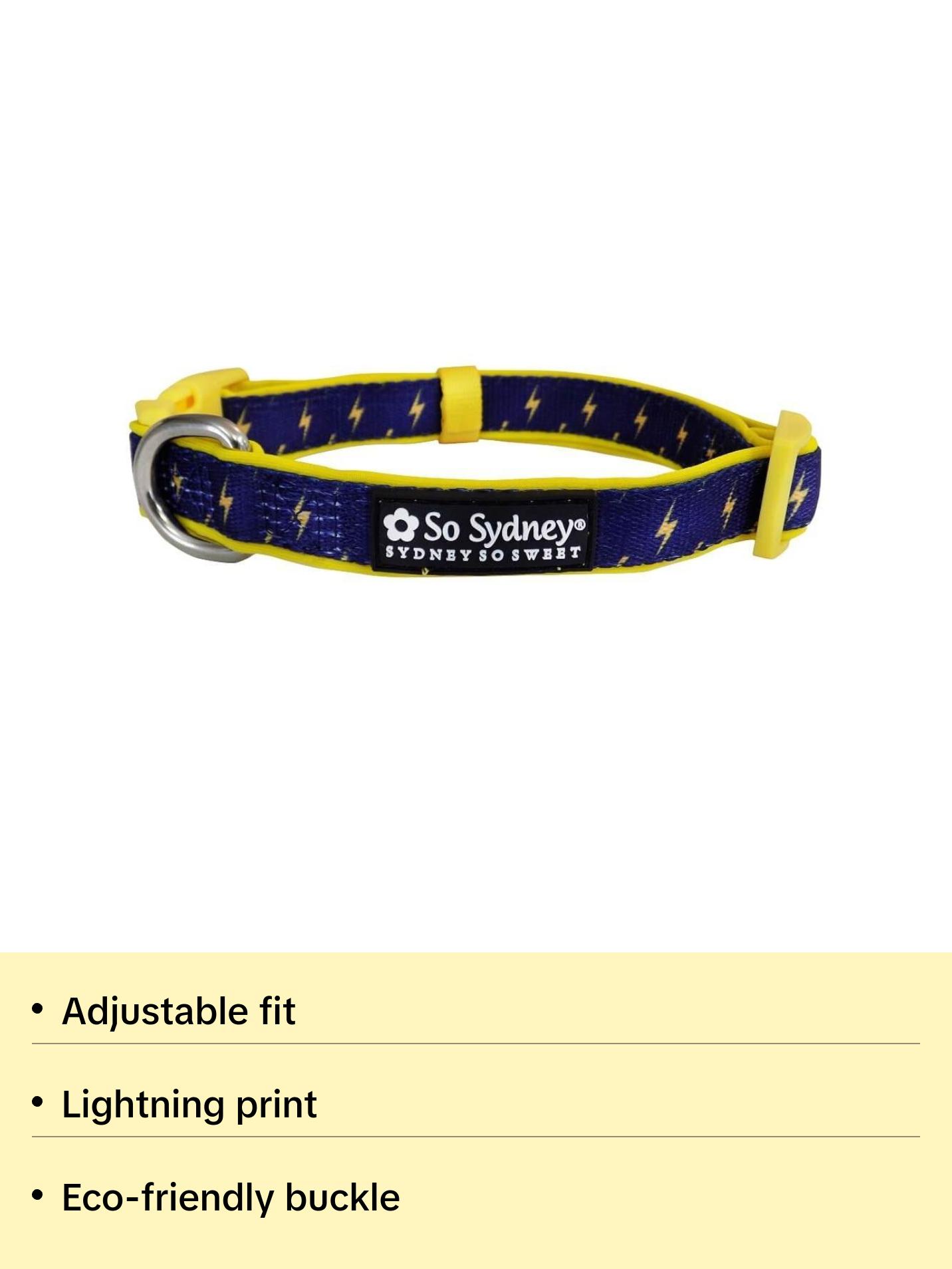 Flash Lightning Navy Blue & Yellow Fashion Dog Collar Flash Lightning Navy Blue & Yellow Fashion Dog Collar