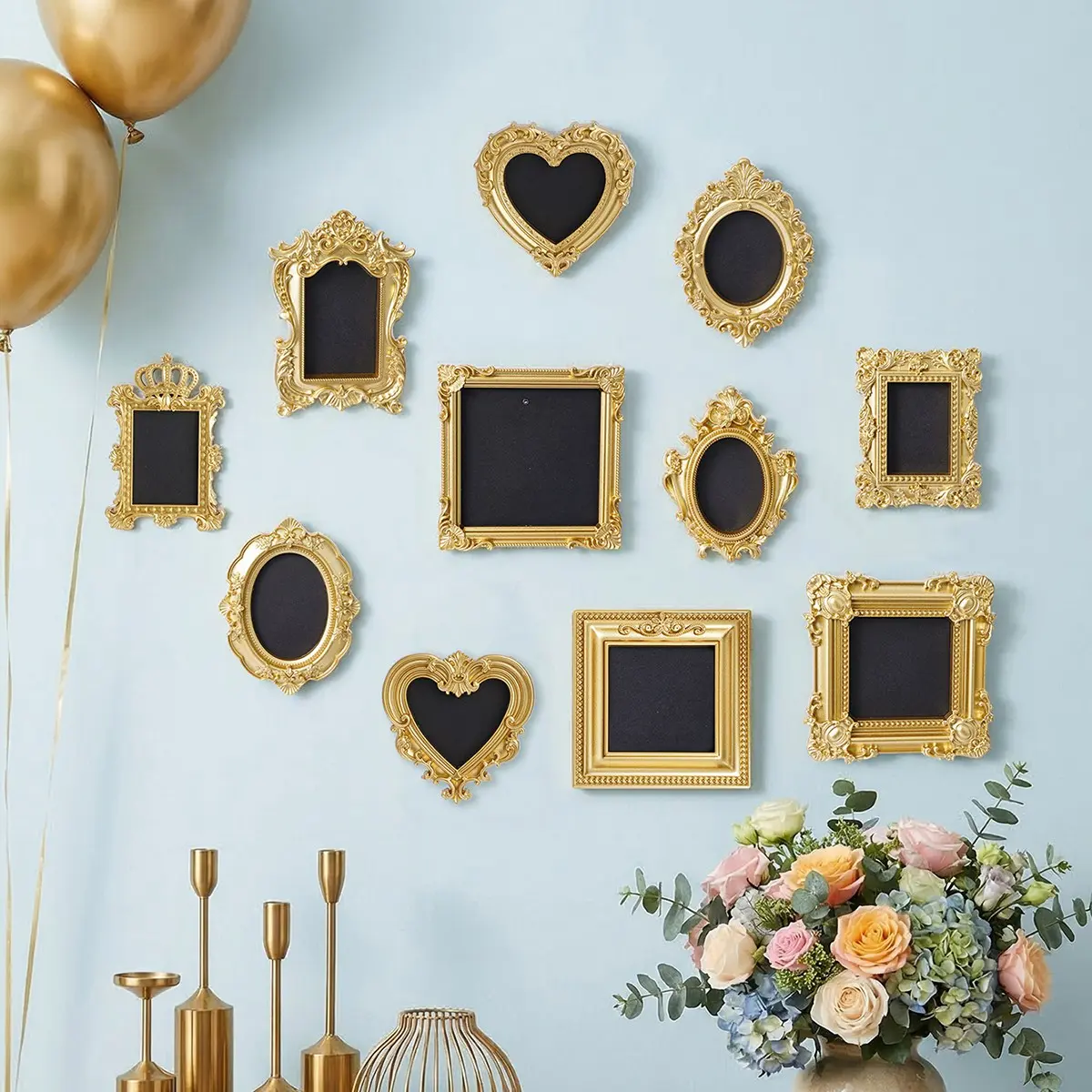 11pcs European Style Frame Decoration Set, Resin Wall Decor Crafts, DIY Home Wall Art, Photography Props, Holiday Decor, Party Decoration Frame, Picture Frames for Wall, Multi Picture Frames Collage for Wall, Framed Decor