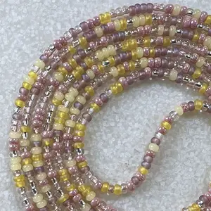 FULL BLOOM - Tie On Waist beads - 60 inches Waistbeads - Purple Waistbeads - Yellow Waistbeads - Pink Waistbeads - Spring Waistbeads - Made By Venus Waistbeads