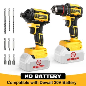 Cordless Drill and Impact Driver Combo Kit Compatible with DeWalt 20V Battery(NO BATTERY!!), Brushless 1/4" Driver and 3/8" Power Drill with LED Light