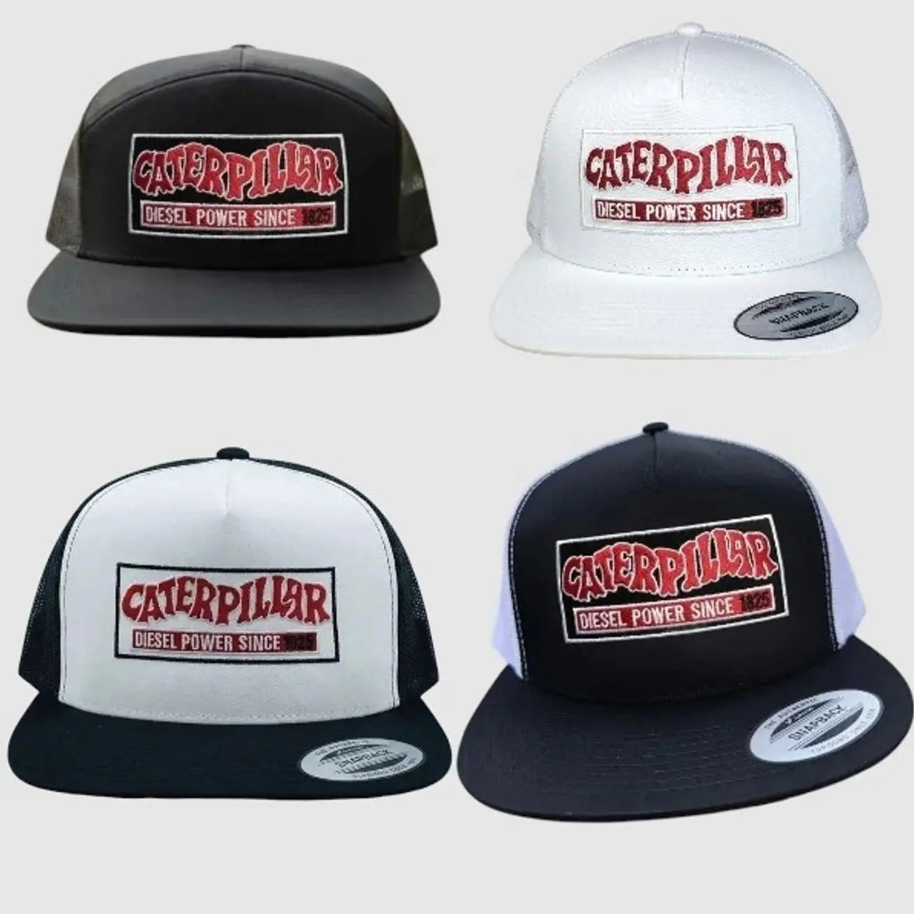 Caterpillar Collection Embroidered Retro Hat Trucker Hat Many Colors Snapback Hat, Unisex Casual Street Style, Gift Idea For Her Him and Adjustable Fit for Men and Women and Adjustable Fit for Men and Women