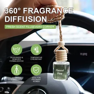 Car Air Freshener with Multiple Scents, Glass Bottle Hanging Essential Oil Diffuser for Car Interior