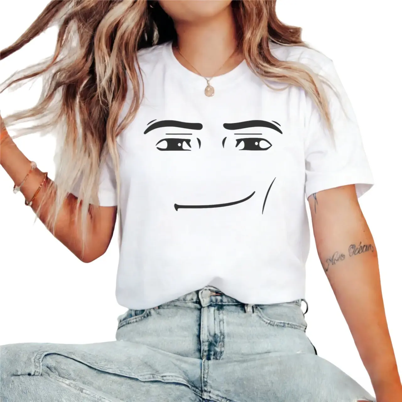 [100% Cotton] Roblox Man Face T-Shirt, Meme Shirt, Funny Shirt, Gift For Gamers , Classic Vintage T-Shirt Collection Adult Unisex T-Shirt Golf Gift T-Shirt For Men And Women