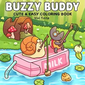 Buzzy Buddy: Cute and Easy Coloring Book for Adults & Teens Featuring Adorable Scenes of Happy Bugs Living Their Best Lives
