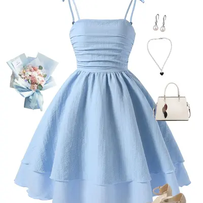 cute blue dresses for tweens Puffy Satin Sleeve Scuba Maxi Dress - Navy Blue main image 1